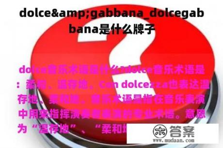 dolce&gabbana_dolcegabbana是什么牌子