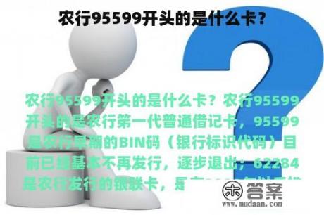 农行95599开头的是什么卡？