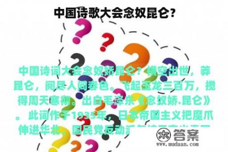 中国诗歌大会念奴昆仑？