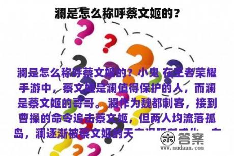 澜是怎么称呼蔡文姬的？