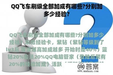 QQ飞车刷级全部加成有哪些?分别加多少经验？