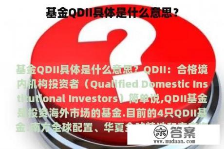 基金QDII具体是什么意思？