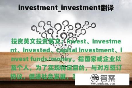 investment_investment翻译