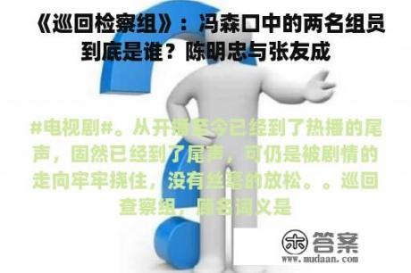 《巡回检察组》：冯森口中的两名组员到底是谁？陈明忠与张友成