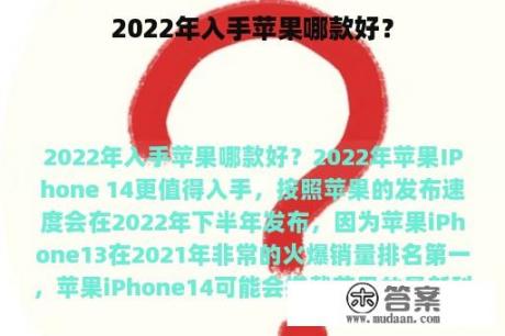 2022年入手苹果哪款好？