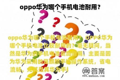 oppo华为哪个手机电池耐用？