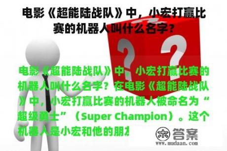 电影《超能陆战队》中，小宏打赢比赛的机器人叫什么名字？