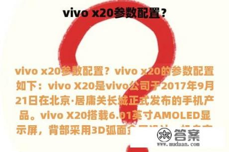 vivo x20参数配置？