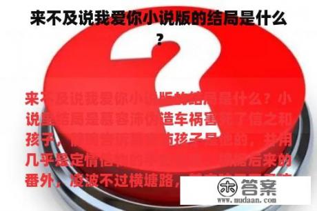 来不及说我爱你小说版的结局是什么？