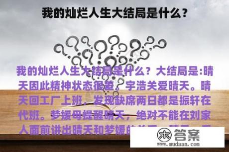 我的灿烂人生大结局是什么？