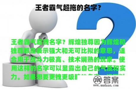 王者霸气超拖的名字？