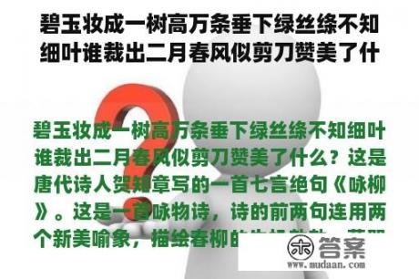 碧玉妆成一树高万条垂下绿丝绦不知细叶谁裁出二月春风似剪刀赞美了什么？