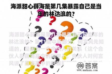 海派甜心薛海是第几集暴露自己是当年的林达浪的？