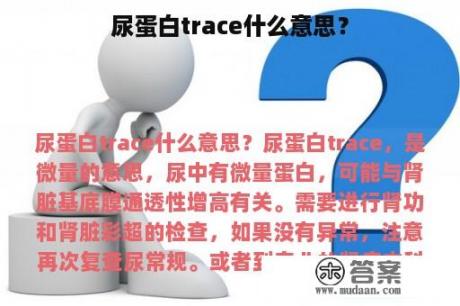 尿蛋白trace什么意思？