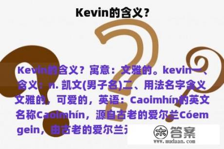 Kevin的含义？