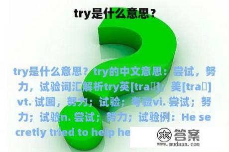 try是什么意思？