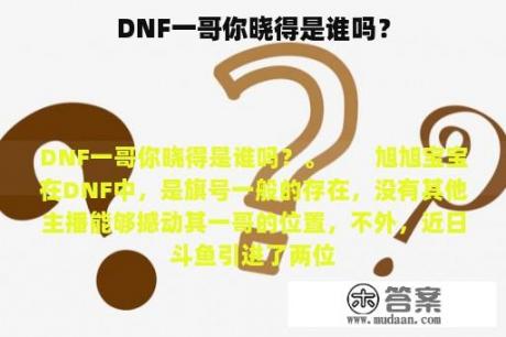 DNF一哥你晓得是谁吗？