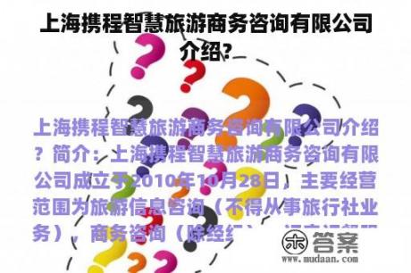 上海携程智慧旅游商务咨询有限公司介绍？