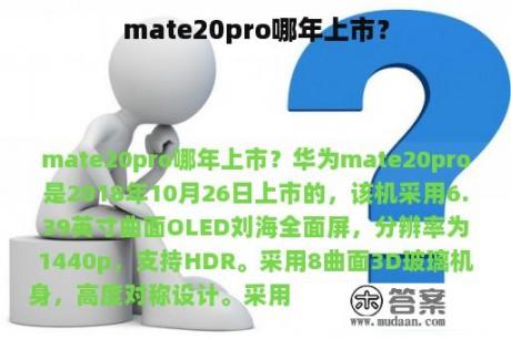 mate20pro哪年上市？