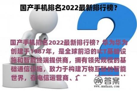 国产手机排名2022最新排行榜？