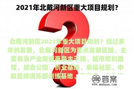 2021年北戴河新区重大项目规划？