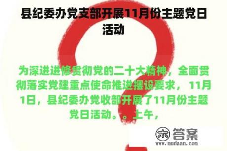 县纪委办党支部开展11月份主题党日活动