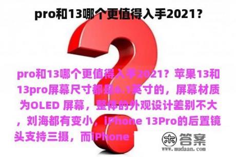 pro和13哪个更值得入手2021？