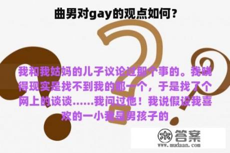 曲男对gay的观点如何？