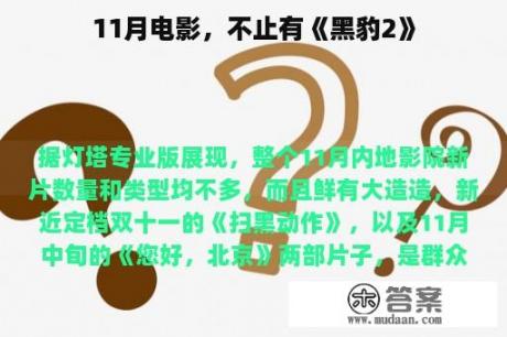 11月电影，不止有《黑豹2》