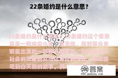 22条婚约是什么意思？