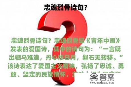 忠魂烈骨诗句？