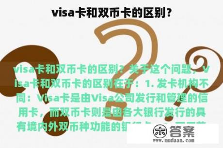 visa卡和双币卡的区别？