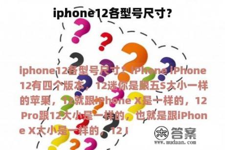 iphone12各型号尺寸？