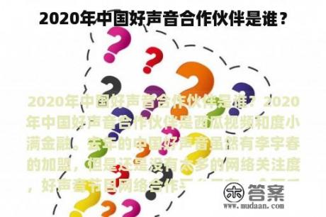 2020年中国好声音合作伙伴是谁？