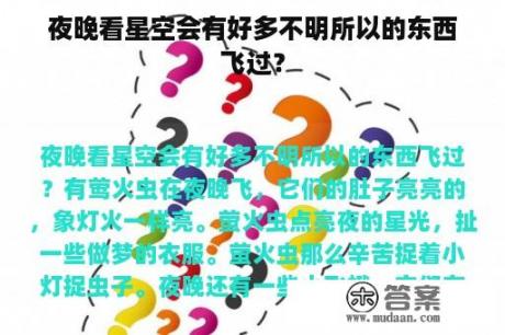 夜晚看星空会有好多不明所以的东西飞过？