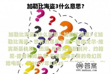 加勒比海盗3什么意思？