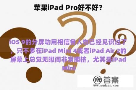 苹果iPad Pro好不好？