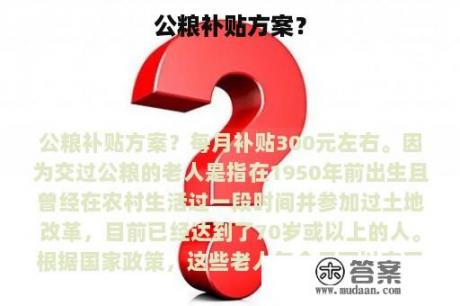 公粮补贴方案？