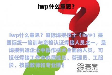 iwp什么意思？