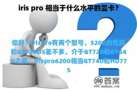 iris pro 相当于什么水平的显卡？