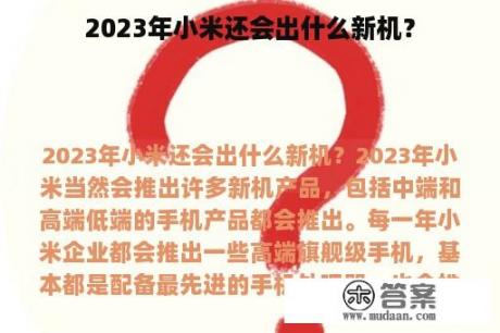 2023年小米还会出什么新机？