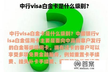 中行visa白金卡是什么级别？