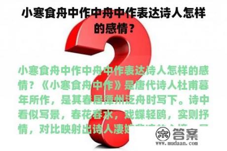 小寒食舟中作中舟中作表达诗人怎样的感情？