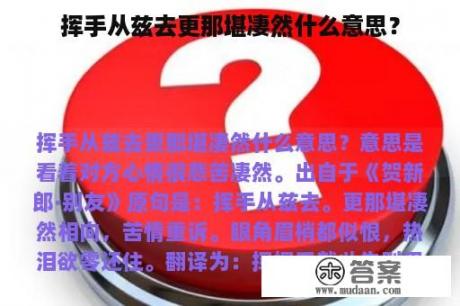 挥手从兹去更那堪凄然什么意思？