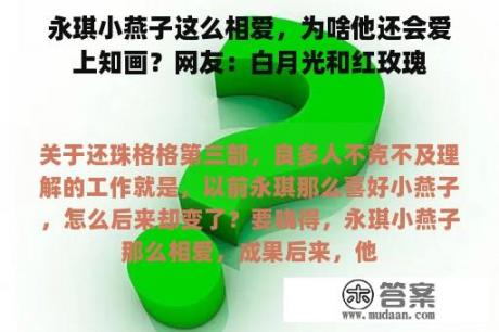 永琪小燕子这么相爱，为啥他还会爱上知画？网友：白月光和红玫瑰