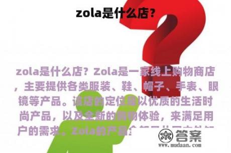 zola是什么店？