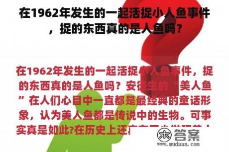 在1962年发生的一起活捉小人鱼事件，捉的东西真的是人鱼吗？