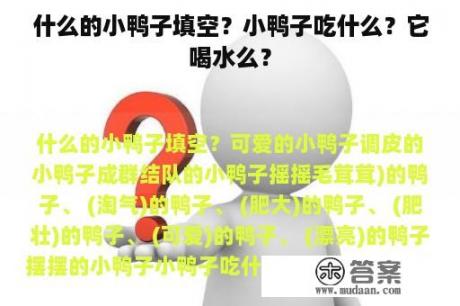 什么的小鸭子填空？小鸭子吃什么？它喝水么？