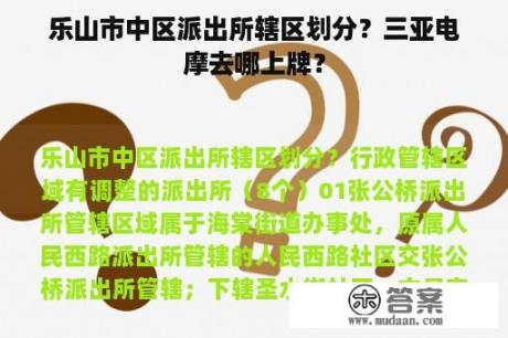 乐山市中区派出所辖区划分？三亚电摩去哪上牌？