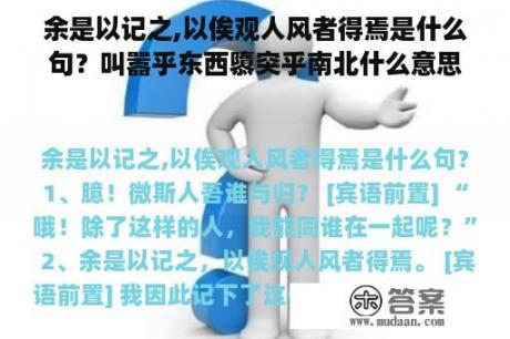 余是以记之,以俟观人风者得焉是什么句？叫嚣乎东西隳突乎南北什么意思？